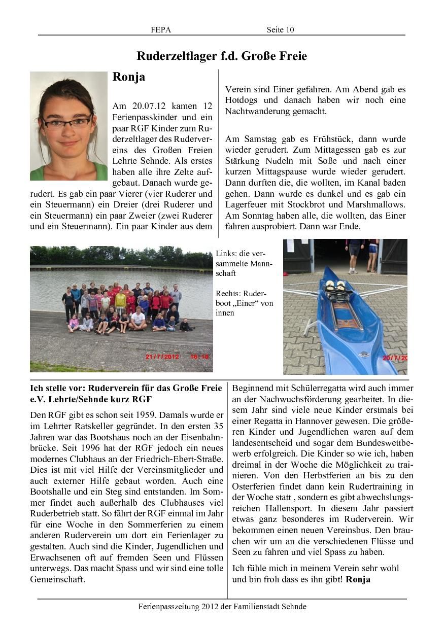2012: Ferienpasszeltlager